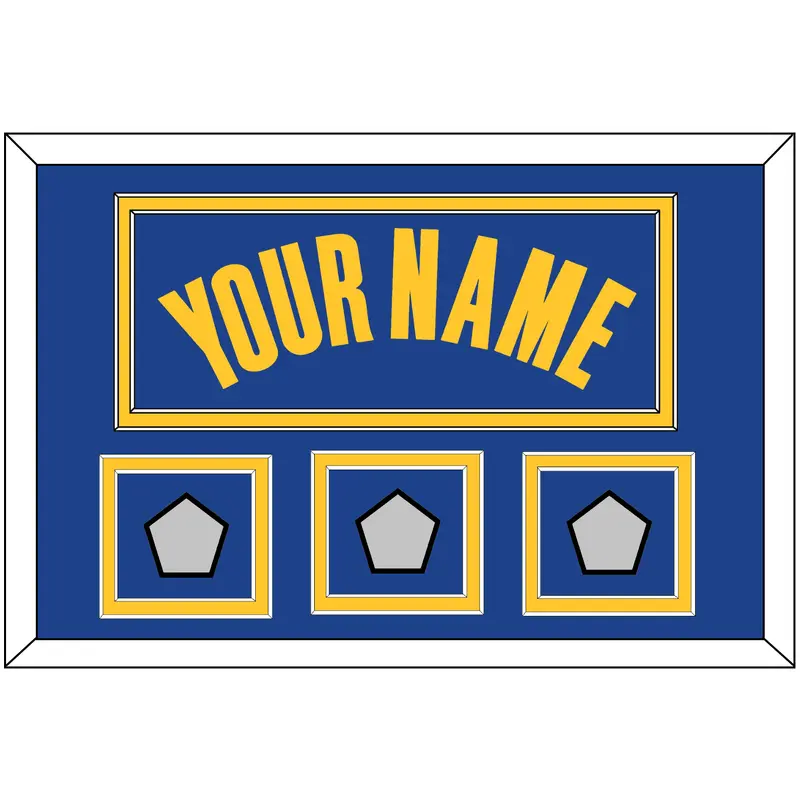 Golden State Name & 3 Finals Patches - Blue Icon - Double Mat 2