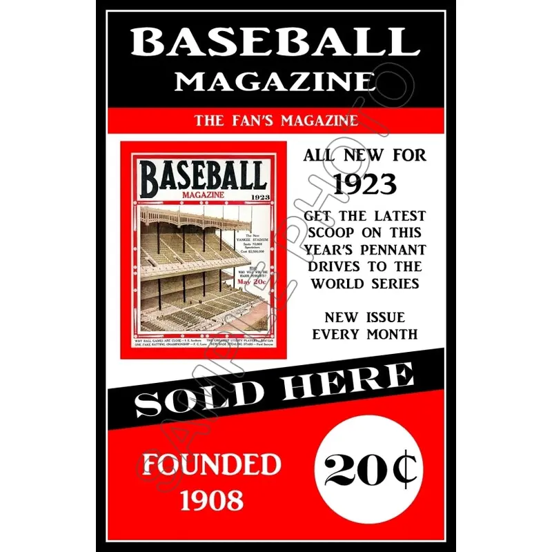 1923 Baseball Magazine Poster 11X17 - Yankee Stadium - 1126