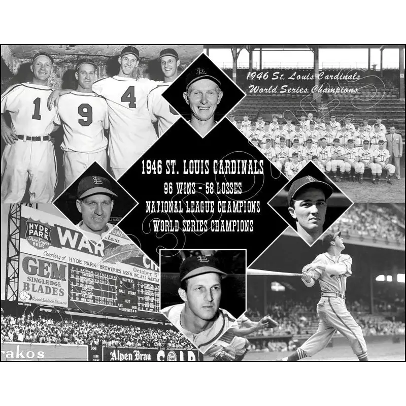 1946 St. Louis Cardinals Diamond 11X14 Photo - Musial Schoendienst Slaughter - 1489