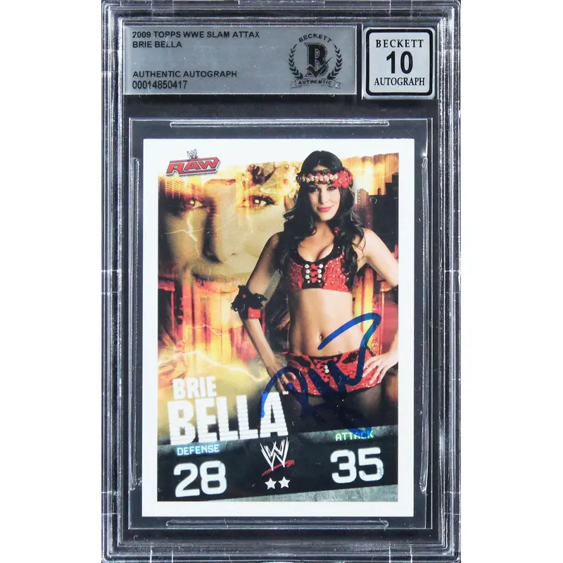 Brie Bella Authentic Signed 2009 Topps WWE Slam Attax Card Auto 10! BAS Slabbed
