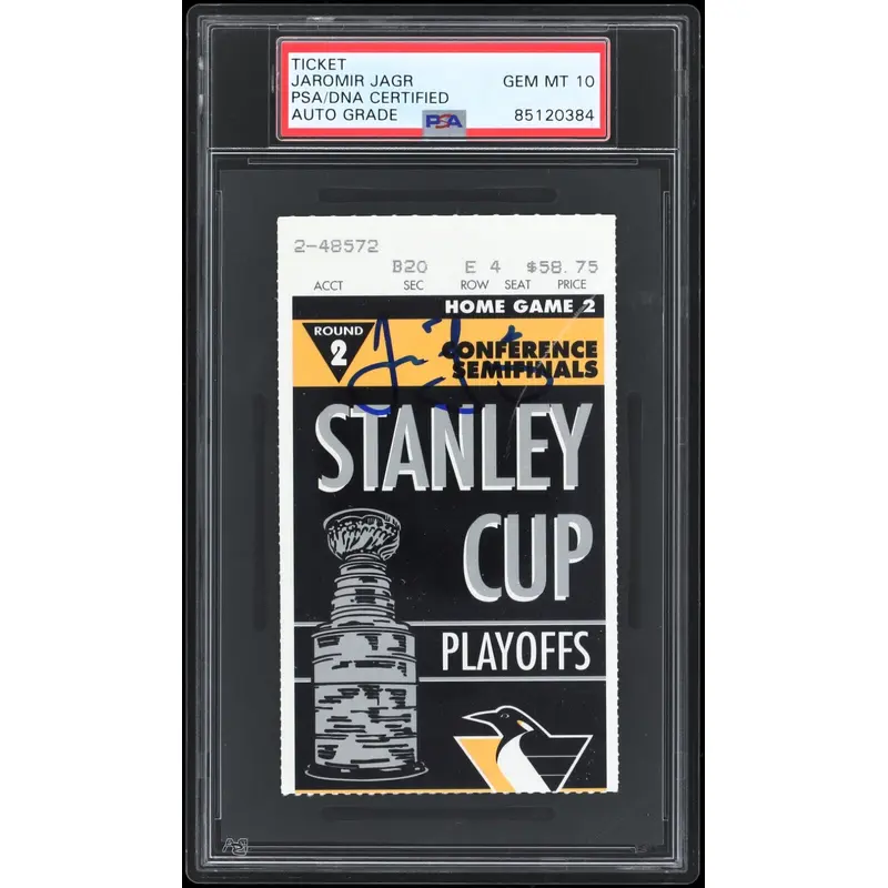 Jaromir Jagr Signed Stanley Cups Playoffs Ticket PSA DNA 10 GEM MINT