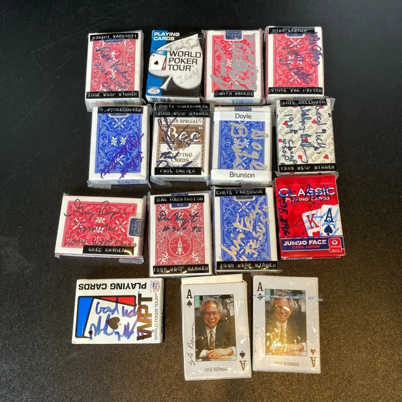 Lot Of (14) Pokers Champions Signed Card Decks RARE