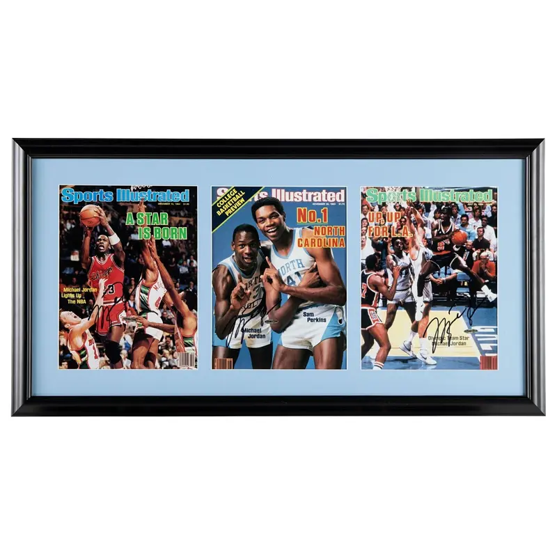 Michael Jordan (3) Signed First Sports Illustrated Covers Display PSA DNA & UDA