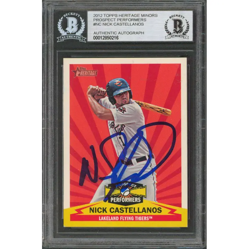 Nick Castellanos Signed 2012 Topps Heritage Minors Prospect #NC RC BAS Slabbed