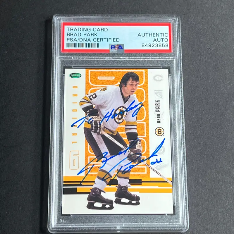 2003-04 Parkhurst Original 6 #38 Brad Park Signed Card AUTO PSA Slabbed Bruins