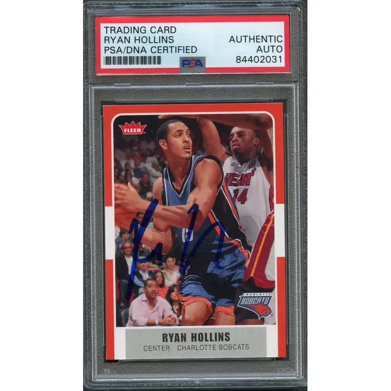 2007-08 Fleer #73 Ryan Hollins Signed Card AUTO PSA Slabbed Bobcats