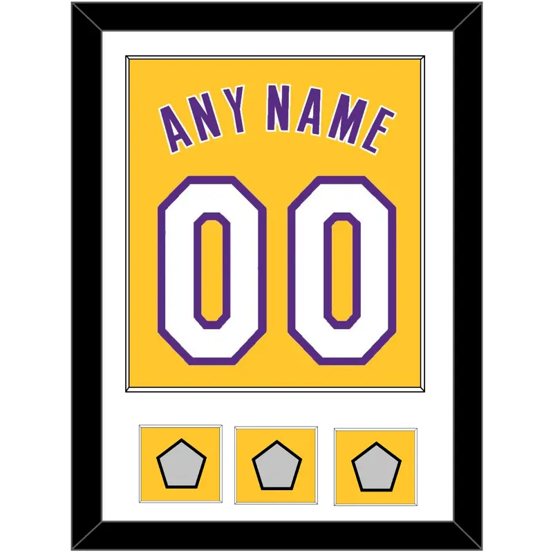 Los Angeles Name & Number With 3 Finals Patches - Home Yellow (1999-2018) - Single Mat 1