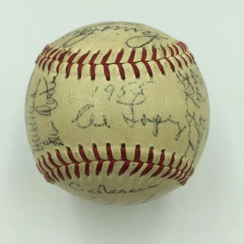 1955 Cleveland Indians Team Signed American League Baseball JSA COA