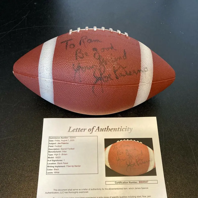 Joe Paterno Signed Autographed Football Penn State NCAA With JSA COA