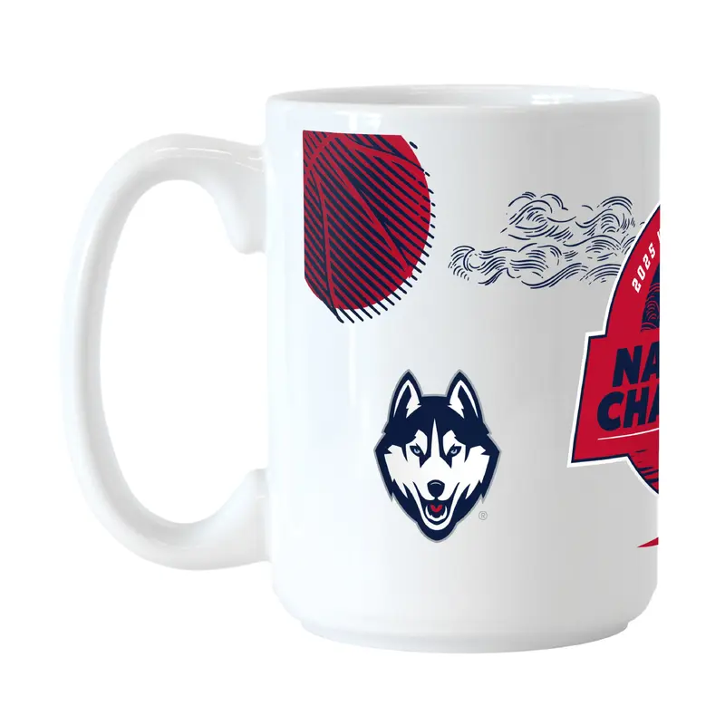 UCONN 2025 Womens Basketball Champions 15oz Pattern Sublimated Mug