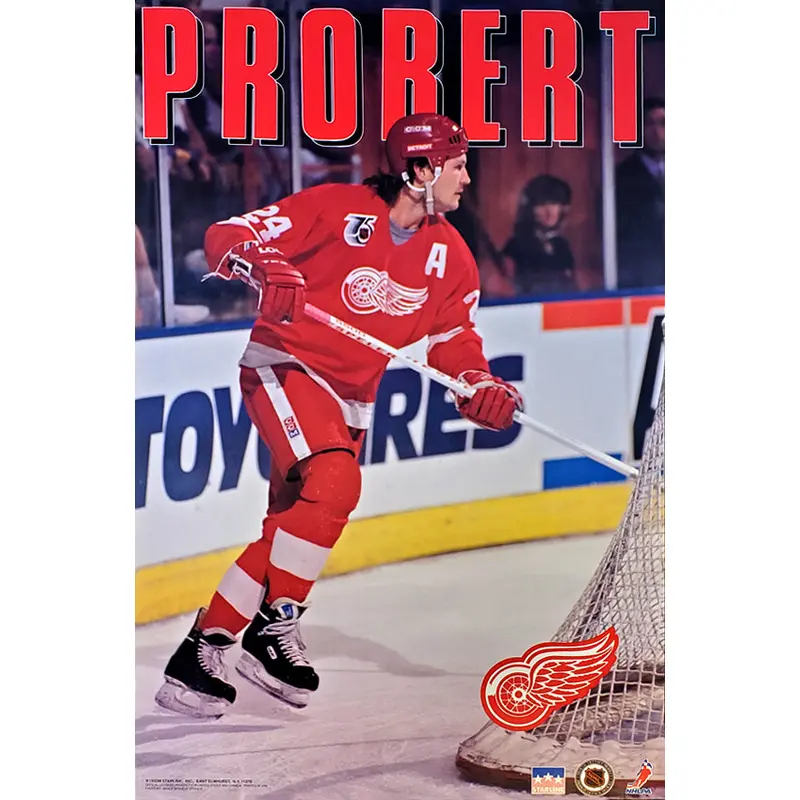 Bob Probert "Action" Detroit Red Wings NHL Hockey Action Poster - Starline 1992