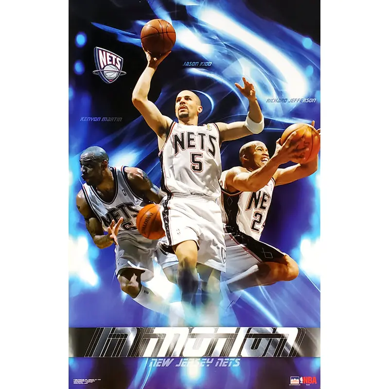 New Jersey Nets "In Motion" (Kidd, K-Mart, Jefferson) Poster - Starline 2003