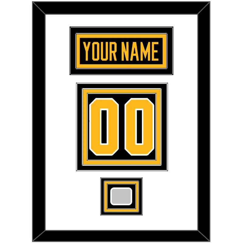 Pittsburgh Nameplate, Number (Back) & Stanley Cup Champions Patch - Home Black - Triple Mat 1