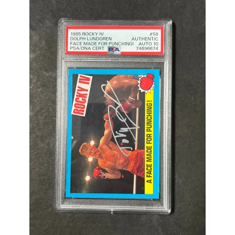 1985 Topps Rocky IV #58 Signed Card Dolph Lundgren PSA Auto 10 Ivan Drago