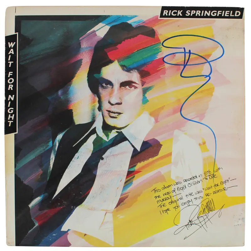 Rick Springfield Authentic Signed Wait For Night Album Cover BAS #BG83045