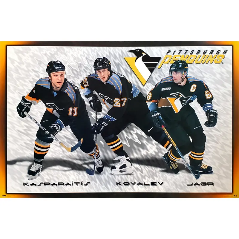 Pittsburgh Penguins "Three Stars" Poster (Jagr, Kasparaitis, Kovalev) - Costacos 1999