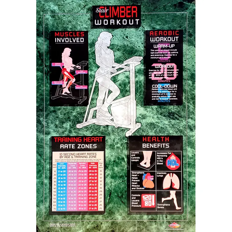 Stair Climber Workout Cardio Fitness Wall Chart Poster - Fitnus Corp.
