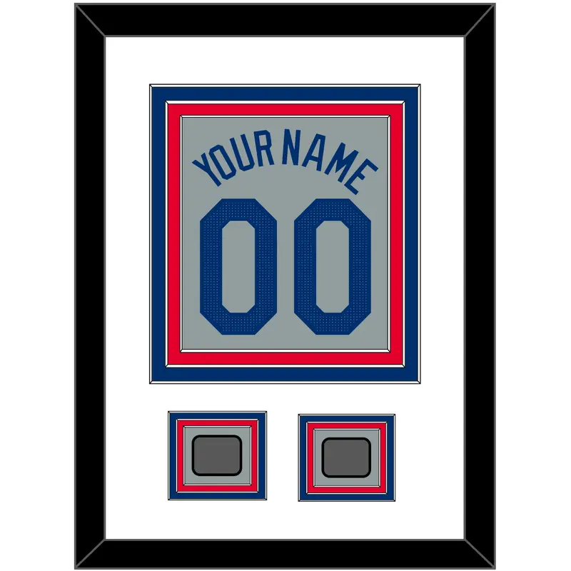 Los Angeles Name, Number & 2 World Series Champions Patches - Road Gray - Triple Mat 1