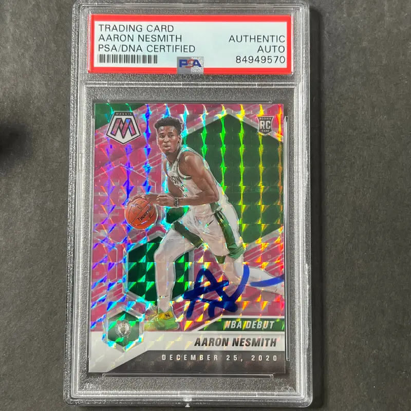 2020-21 Panini Mosaic #279 Aaron Nesmith Signed Card AUTO PSA Slabbed RC Celtics