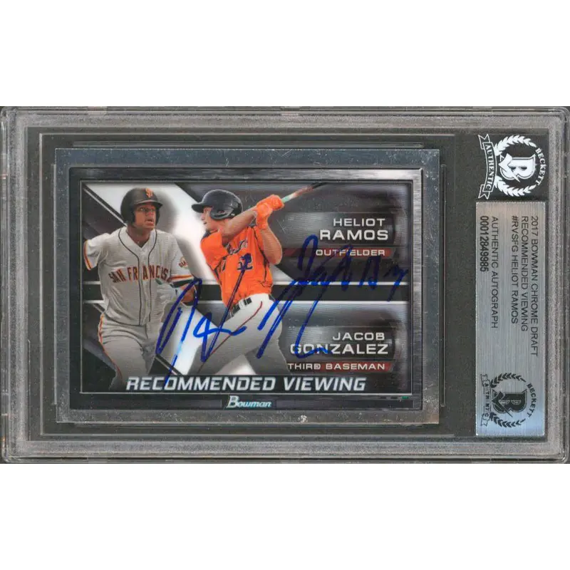 Giants Heliot Ramos Signed 2017 Bowman Chrome Draft #RVSFG Card BAS Slabbed