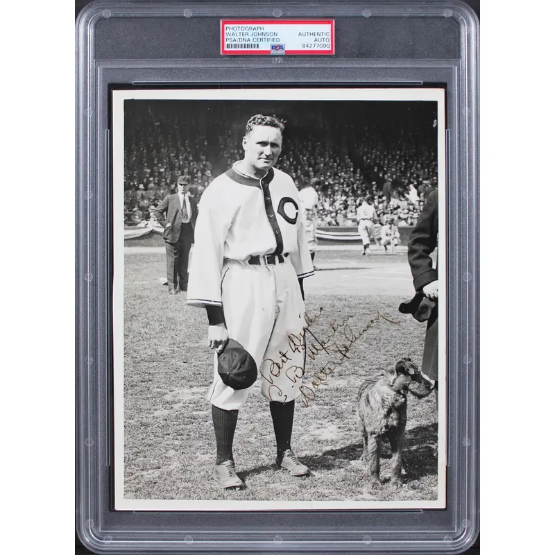 Senators Walter Johnson "Best Wishes" Authentic Signed 8x10 Photo PSA Slabbed