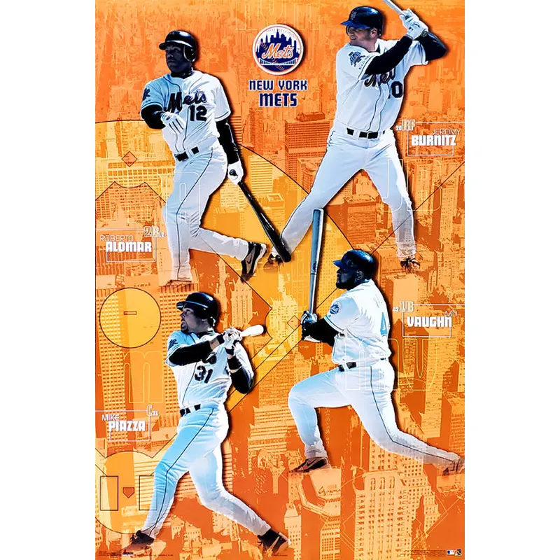 New York Mets "Sluggers" Poster (Alomar, Piazza, Vaughn, Burnitz) - Costacos 2002