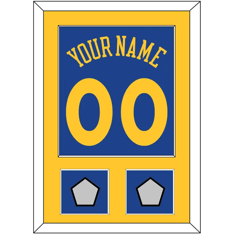 Golden State Name & Number With 2 Champions Patches - Road Blue (2010-2019) - Single Mat 2