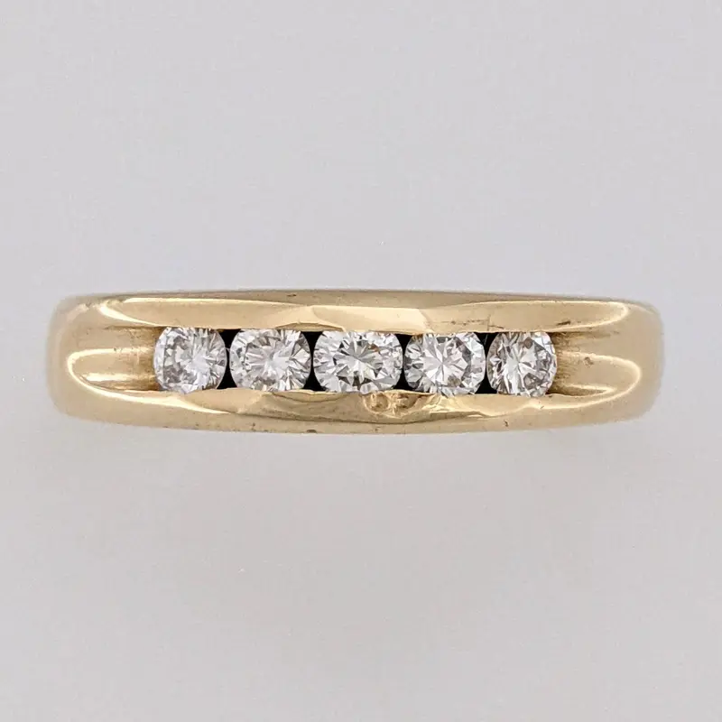 14K .50 CARAT TOTAL WEIGHT SI1 G DIAMOND ROUND (5) CHANNEL SET ESTATE BAND 5.3 GRAMS