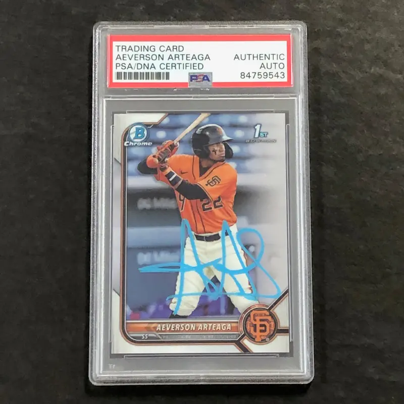 2022 1st Bowman Chrome #BCP-82 Aeverson Arteaga Signed Card PSA Slabbed Auto Giants