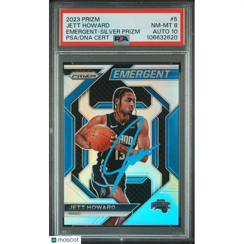 2023 Panini Prizm Emergent #5 Jett Howard Silver signed card PSA 8 Auto 10