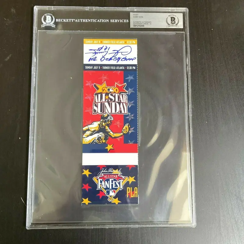 Sammy Sosa "Home Run Derby Champ" Signed All Star Game Ticket BGS Beckett COA