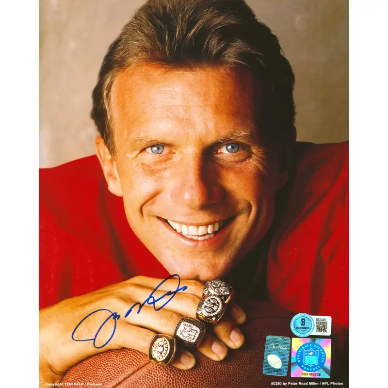 49ers Joe Montana Authentic Signed 8x10 Vertical Rings Photo Autographed BAS 2