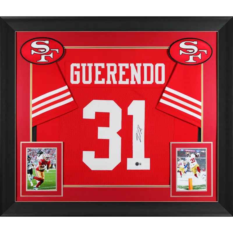 Isaac Guerendo Authentic Signed Red Pro Style Framed Jersey BAS Witnessed