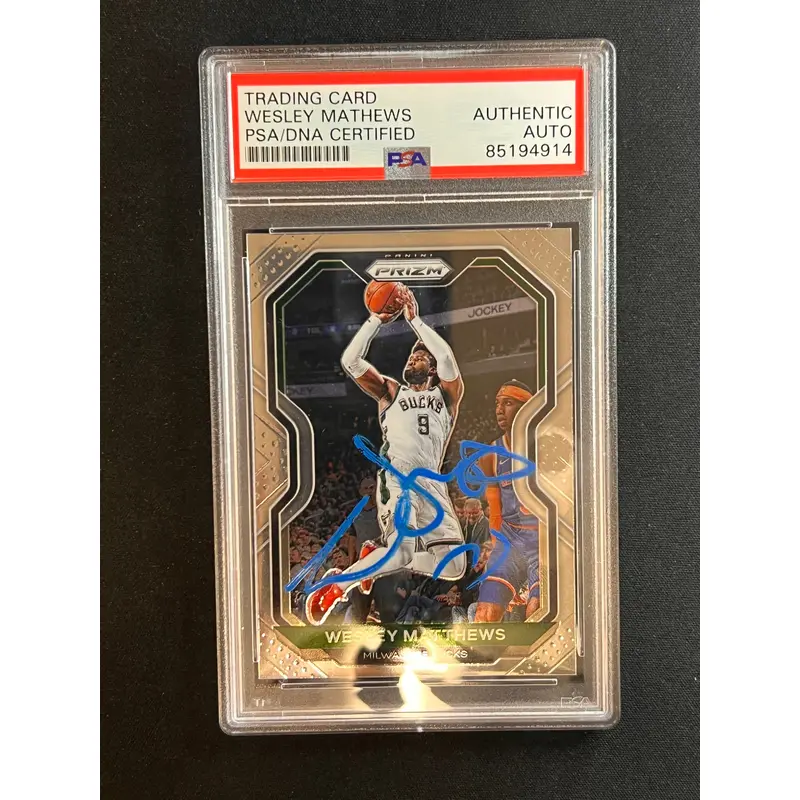 2019-20 Panini Prizm #168 Wesley Matthews Signed Card AUTO PSA Slabbed Bucks