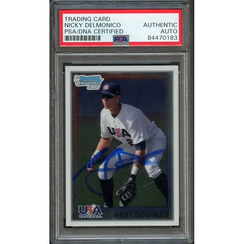 2010 Bowman Chrome #USA-3 Nicky Delmonico Signed Card PSA Slabbed Auto Orioles