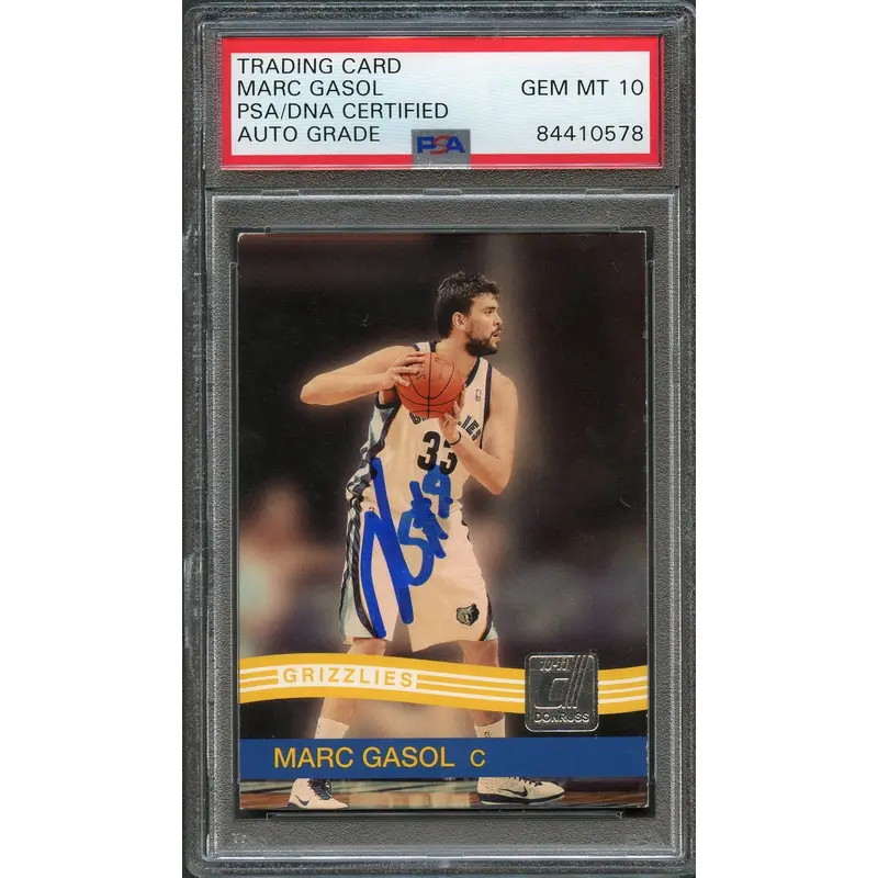 2010 Donruss #91 Marc Gasol Signed Card AUTO 10 PSA Slabbed Grizzlies