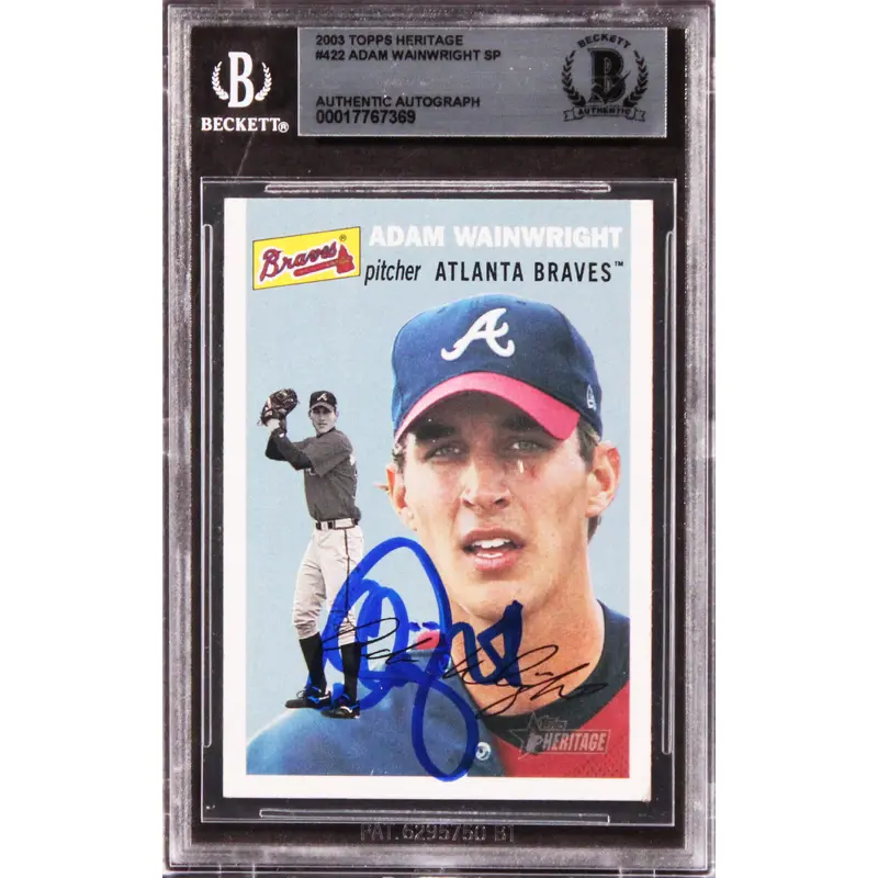 Braves Adam Wainwright Signed 2003 Topps Heritage #422 Rookie Card BAS Slabbed