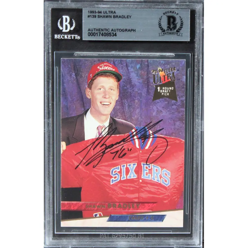 76ers Shawn Bradley Authentic Signed 1993 Ultra #139 Card BAS Slabbed