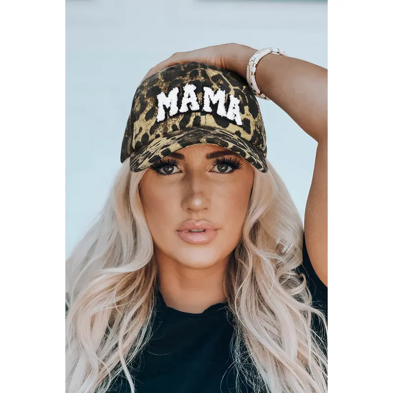 Leopard MAMA Embroidered Leopard Baseball Cap