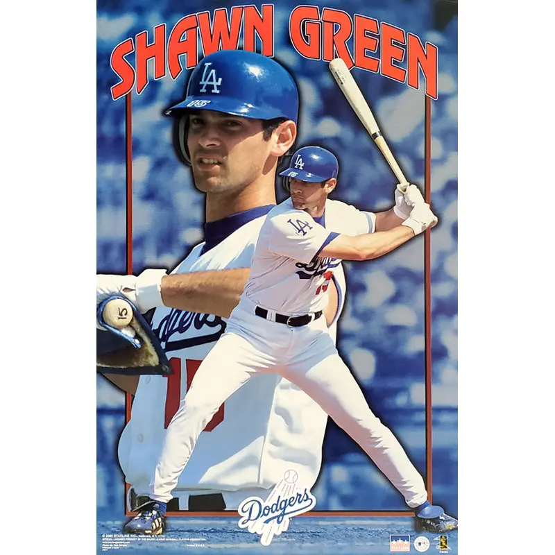 Shawn Green "Dodgers Blue" Los Angeles Dodgers MLB Action Poster - Starline 2000