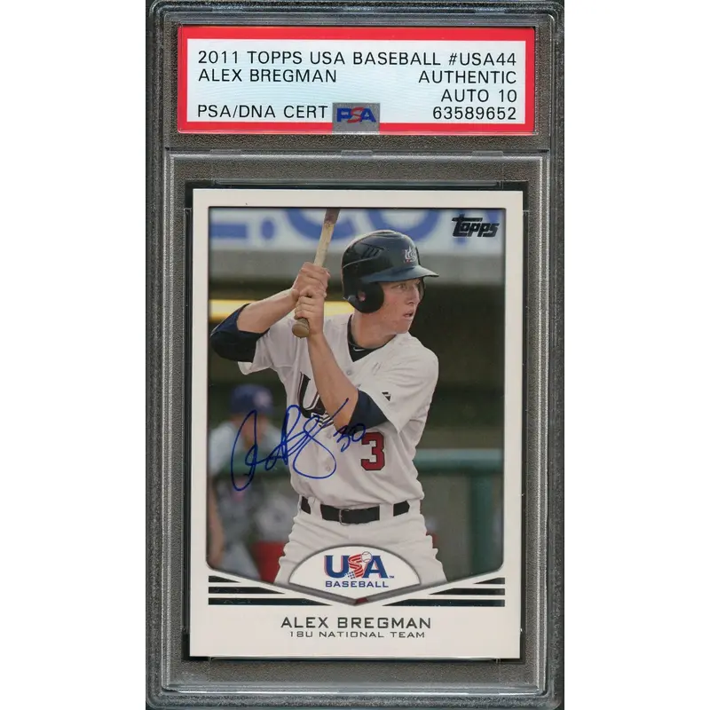 2011 Topps USA Baseball #USA44 Alex Bregman Signed Card PSA Slabbed Auto Grade 10USA