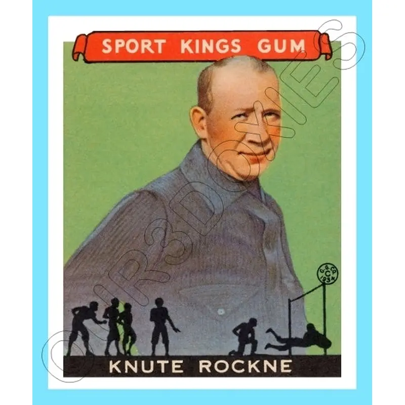 Knute Rockne 1933 Goudey Sport Kings Reproduction Card - 3707