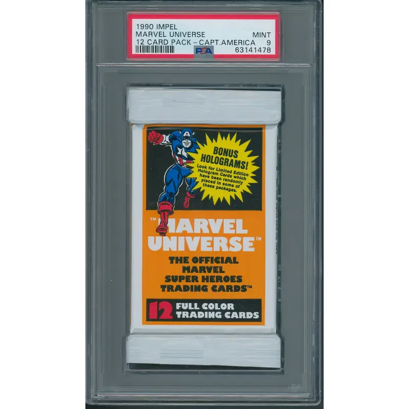 1990 Impel Marvel Universe Unopened Series 1 Pack Captain America PSA 9