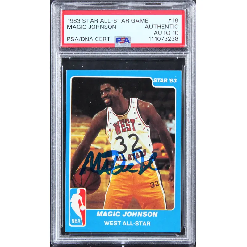 Lakers Magic Johnson Signed 1983 Star All-Star Game #18 Card Auto 10! PSA Slab