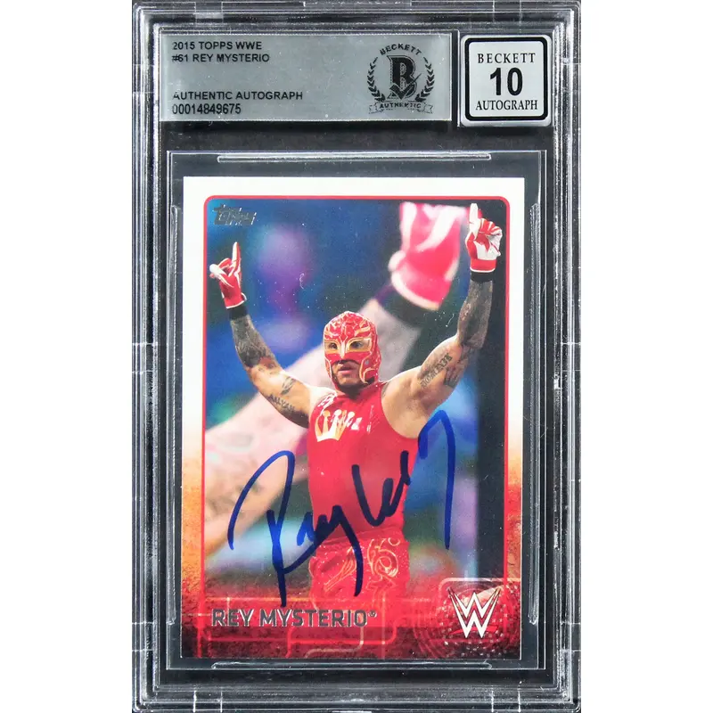 Rey Mysterio Authentic Signed 2015 Topps WWE #61 Card Auto 10! BAS Slabbed