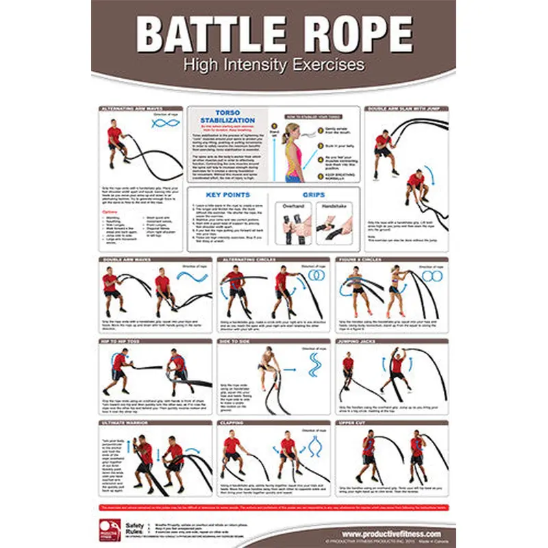 Battle Rope High-Intensity Exercises Professional Fitness Wall Chart Poster - PFP
