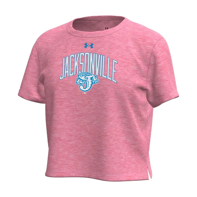 Jacksonville Jumbo Shrimp Under Armour Youth Girls Pink Crop Breezy Tee