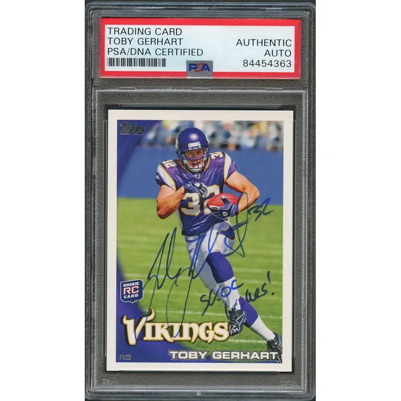 2010 Topps #203A Toby Gerhart Signed Card PSA Slabbed Vikings