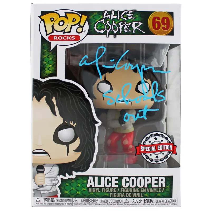 Alice Cooper "Schools Out!" Signed #69 Funko Pop Vinyl Figure BAS Wit #1W793267