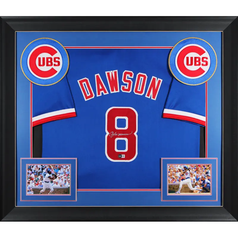 Andre Dawson Authentic Signed Blue Pro Style Framed Jersey BAS Witnessed